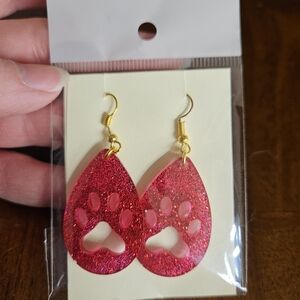 Red and Gold Teardrop Earrings